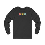 Pansexual Flag Hearts Long Sleeve Tee: Pride LGBTQ+ Gradient Design