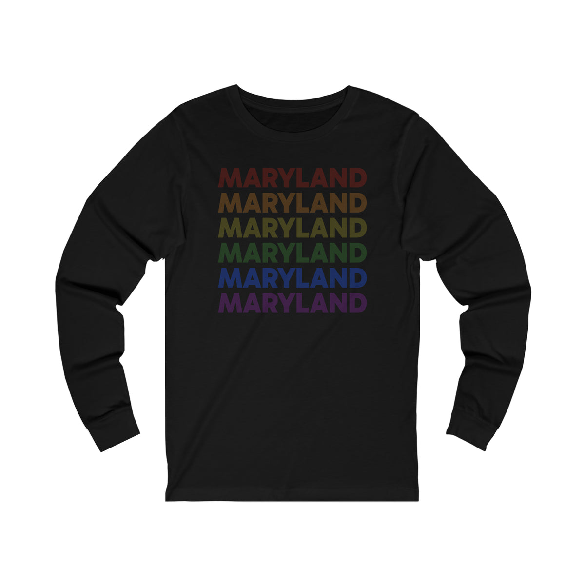Maryland LGBTQ+ Pride Flag, Faded Black Long Sleeve Tee