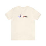 Polyamory Love Script Tee: Subtly Elegant Pride T-Shirt