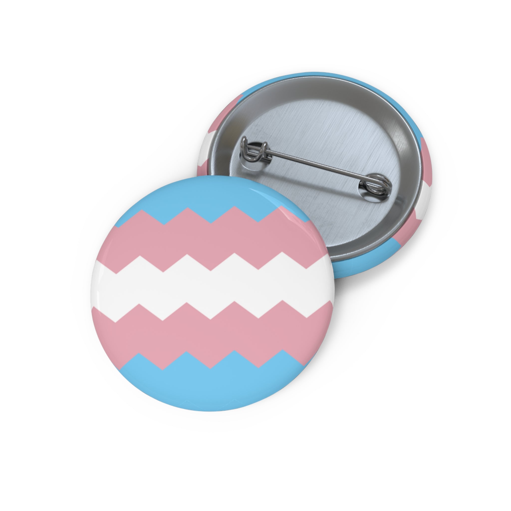 Transgender Pride Flag Pin: Round Button with Sharp Design
