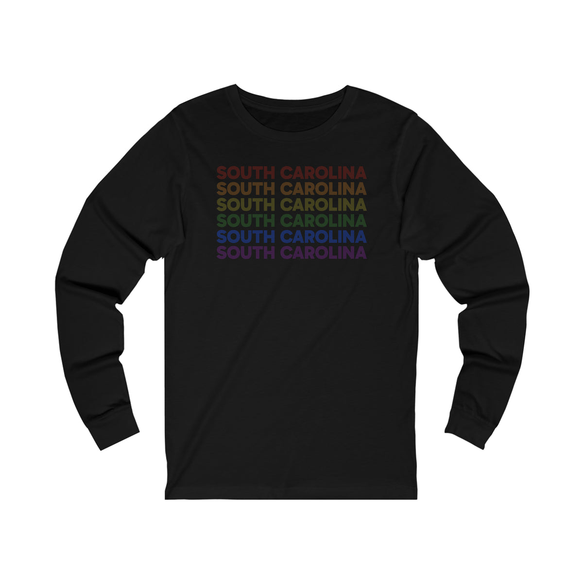 South Carolina LGBTQ+ Pride Flag, Faded Black Long Sleeve Tee
