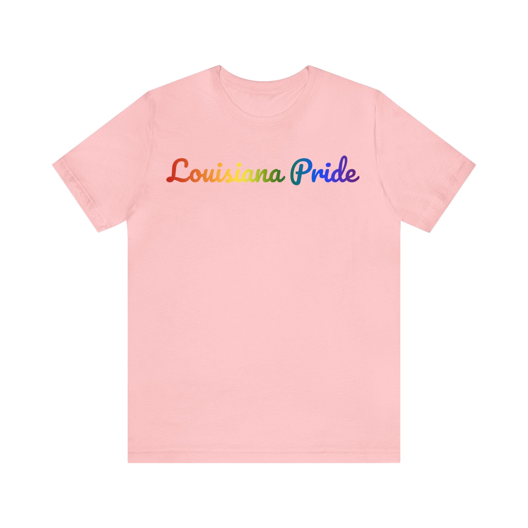 Louisiana Pride T-Shirt: Flowing Cursive Design with LGBTQ+ Gradient