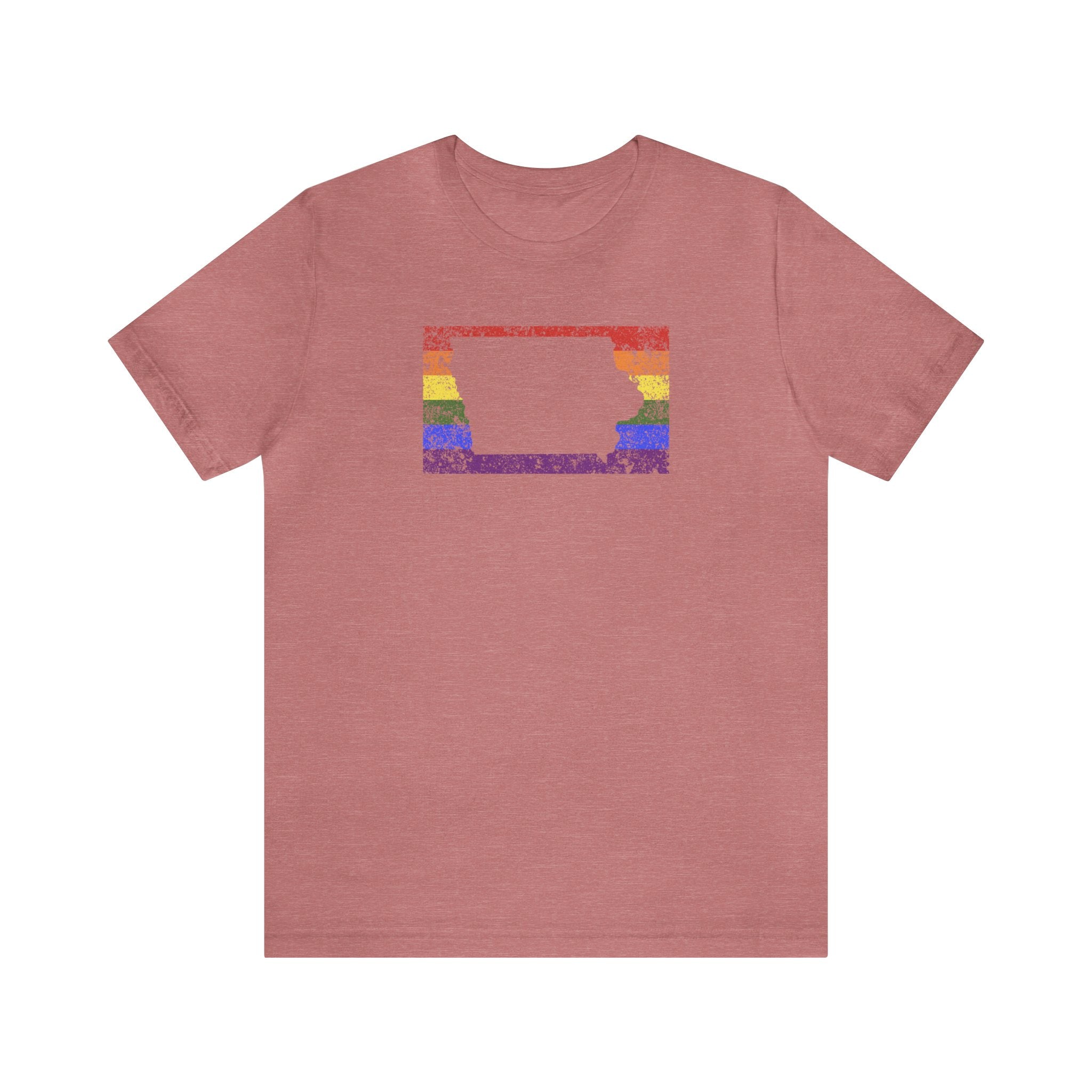 Iowa Pride Flag Tee: Rainbow LGBTQ+ State Silhouette Distressed Shirt