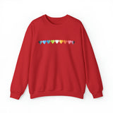 Queer Flag Hearts Sweatshirt: Pride LGBTQ+ Gradient Design