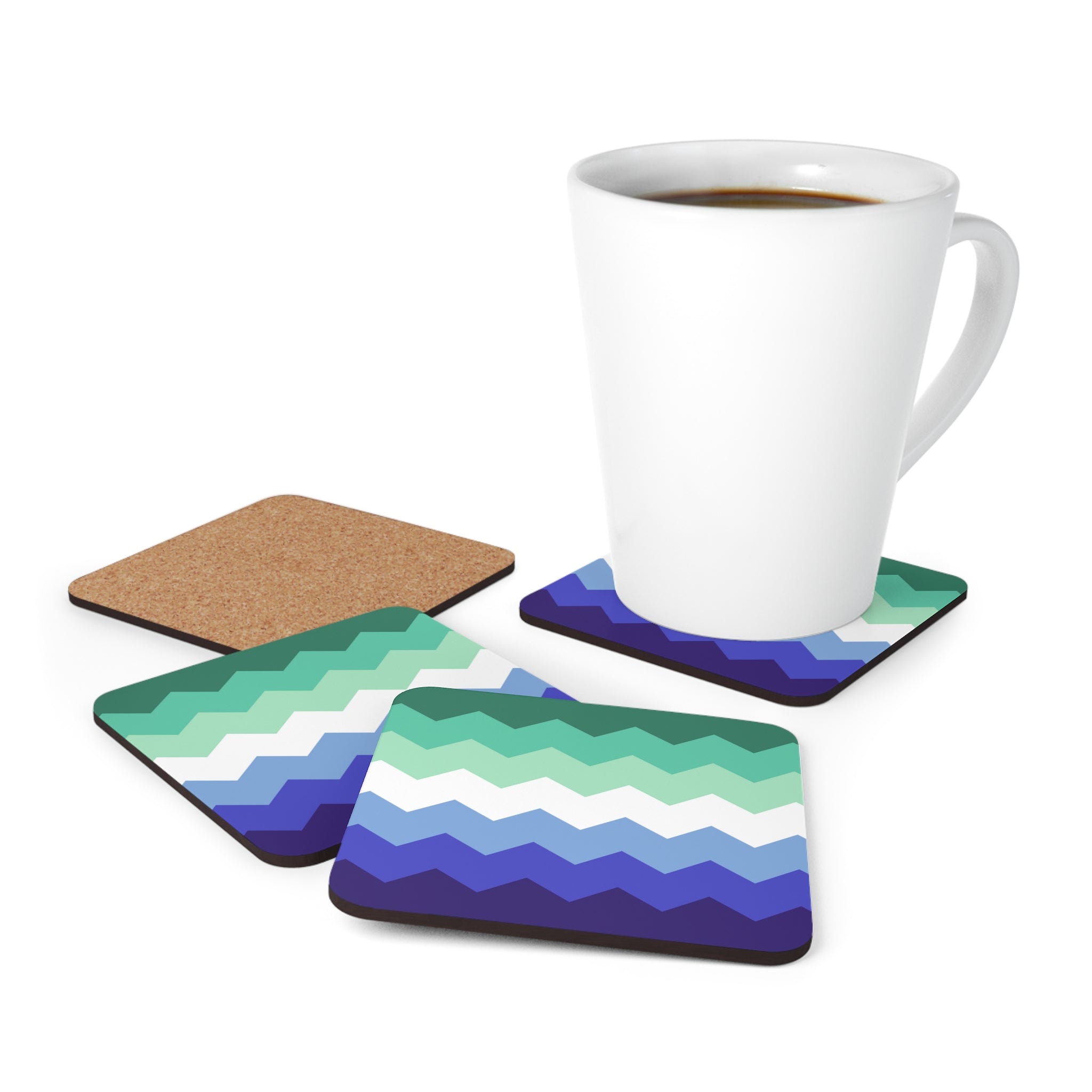 Gay Pride Flag Coaster Set: 4 Corkwood Wavey Drink Coasters