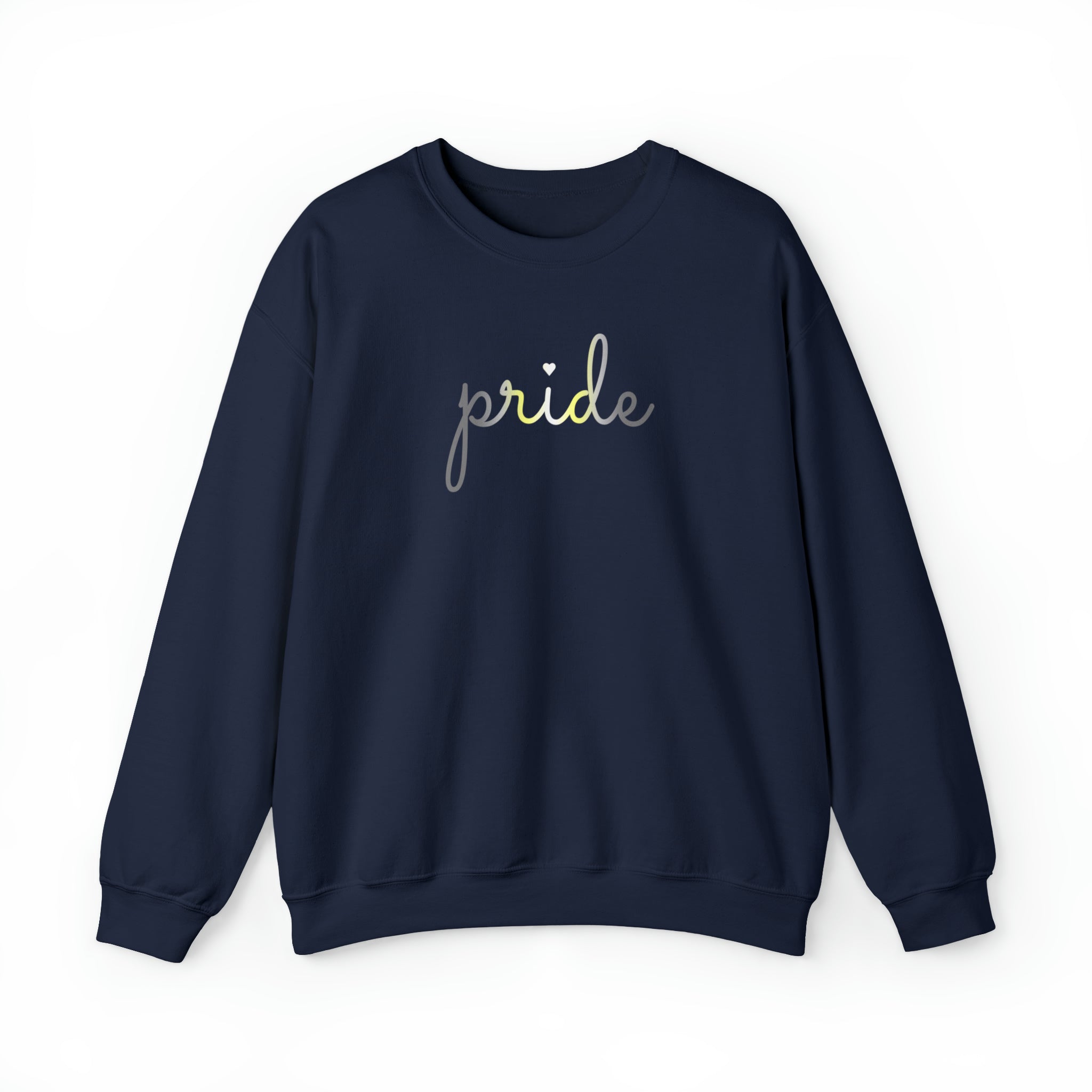 Demigender Pride Sweater: Flowing Cursive 'Pride' in Gradient Hues