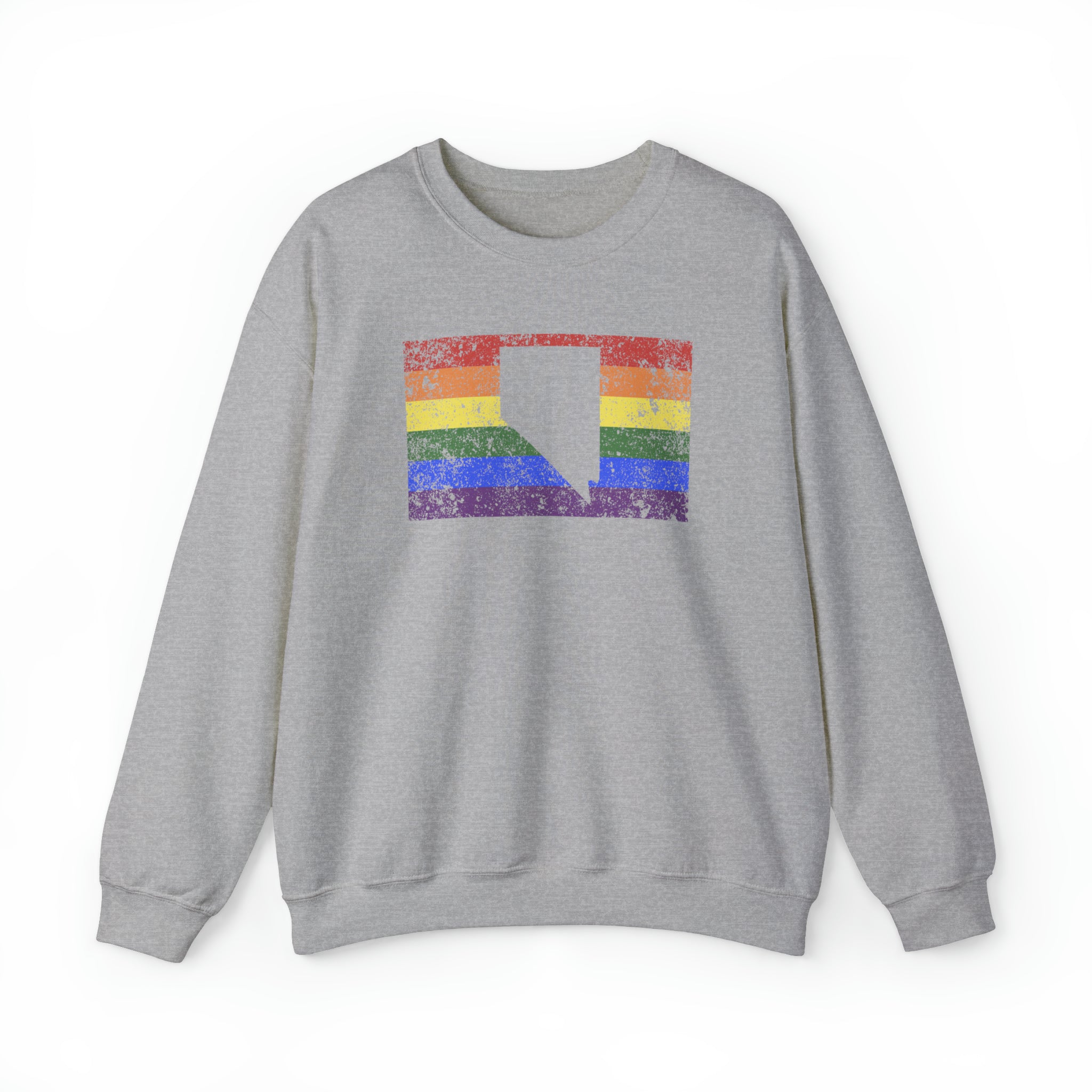 Nevada Pride Flag Sweater: Rainbow LGBTQ+ State Silhouette Distressed Sweatshirt