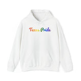 Texas Pride Hoodie: Flowing Cursive Design with LGBTQ+ Gradient