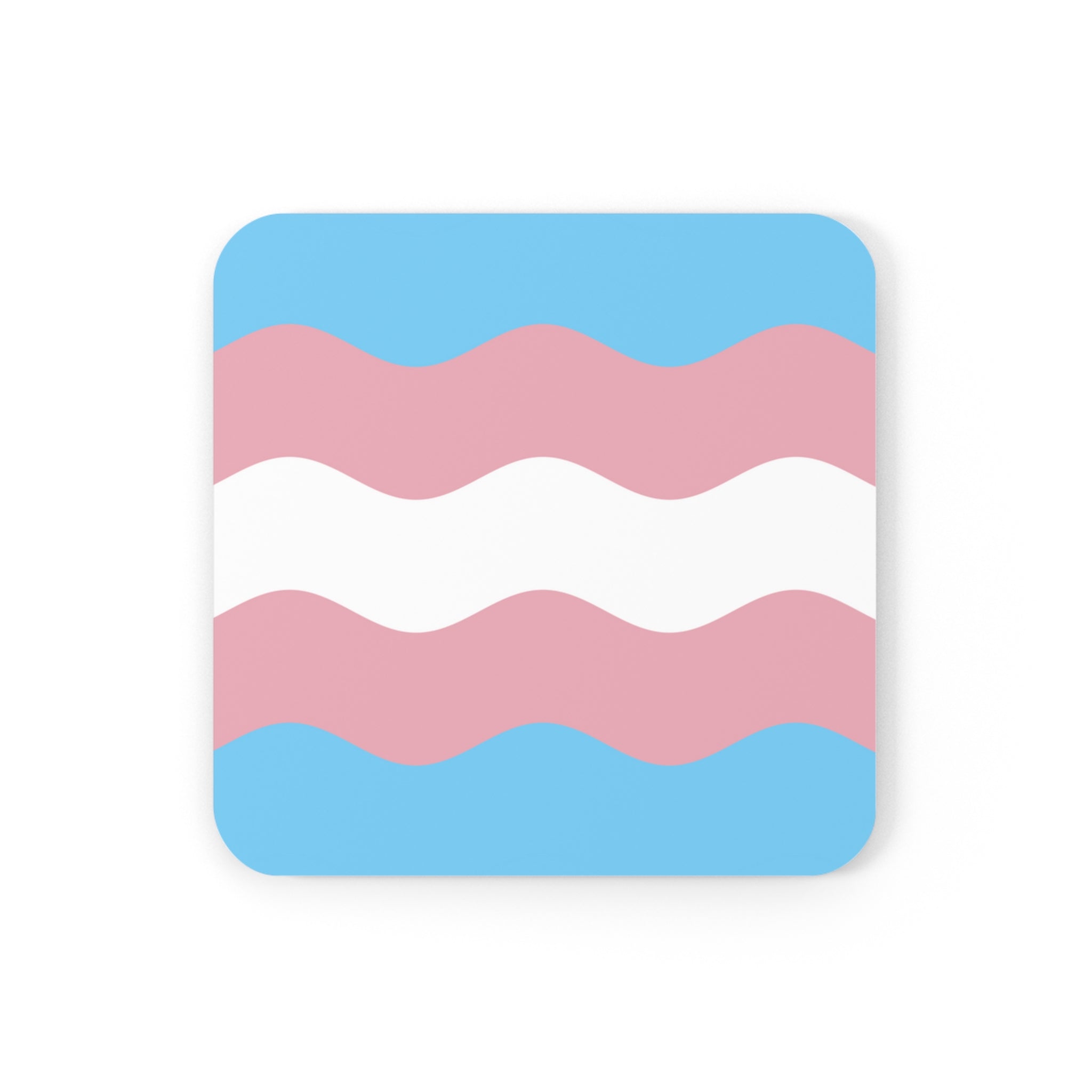 Transgender Flag Coaster Set: 4 Corkwood Ripple Drink Coasters