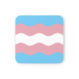 Transgender Flag Coaster Set: 4 Corkwood Ripple Drink Coasters