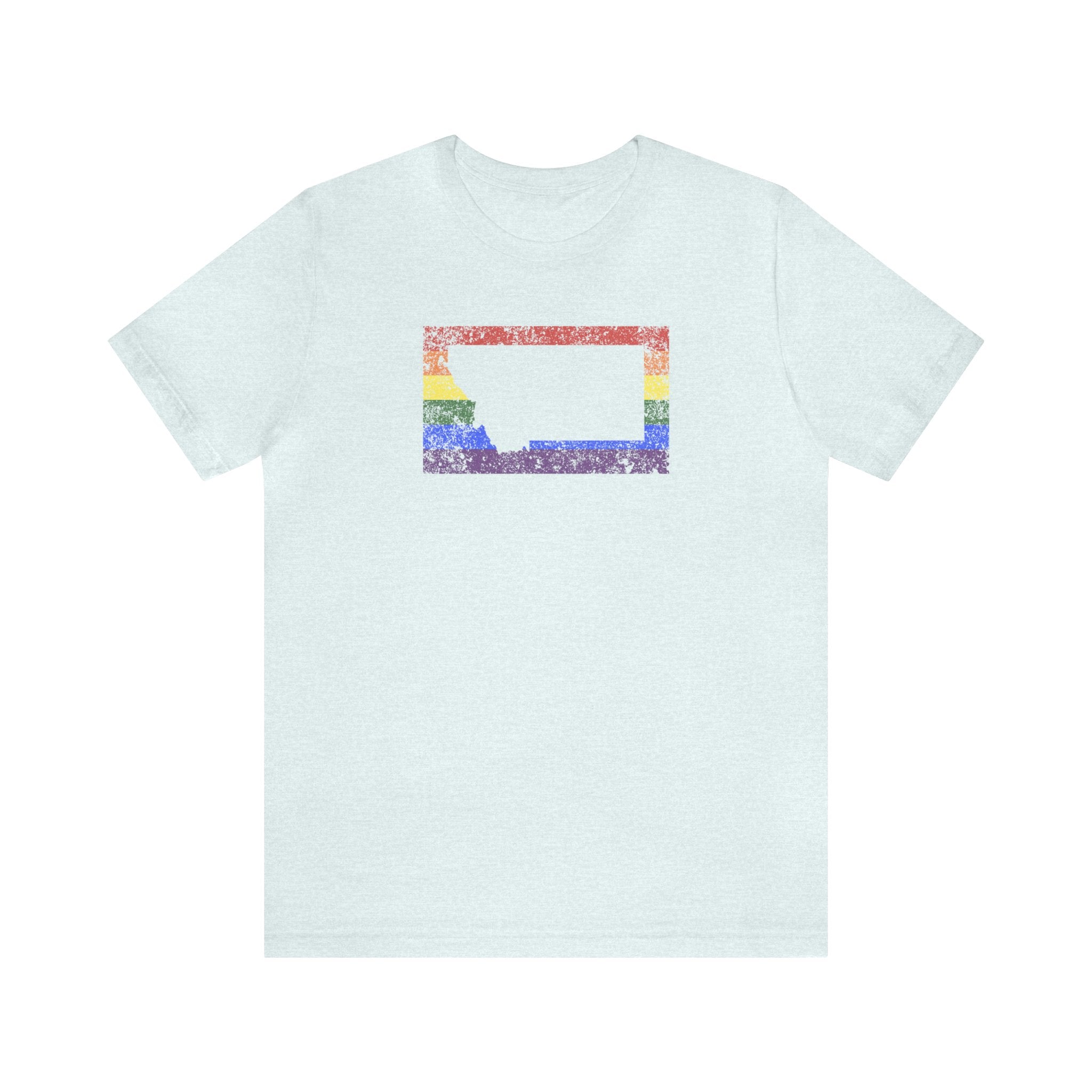 Montana Pride Flag Tee: Rainbow LGBTQ+ State Silhouette Distressed Shirt