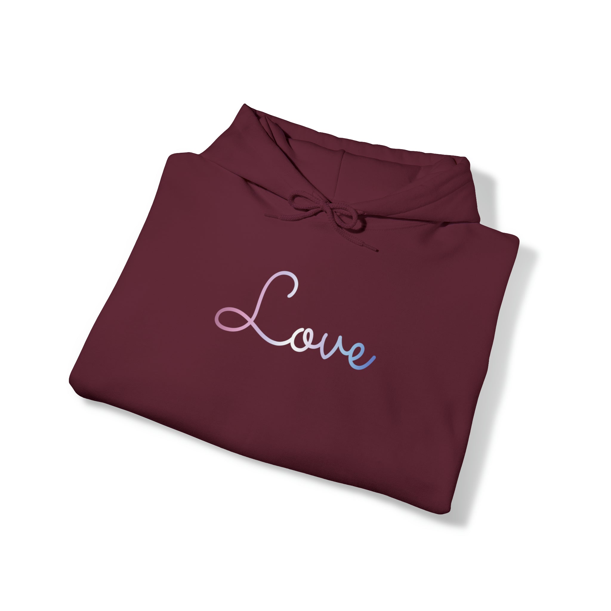Bigender Love Script Hoodie: Subtly Elegant Pride Sweatshirt