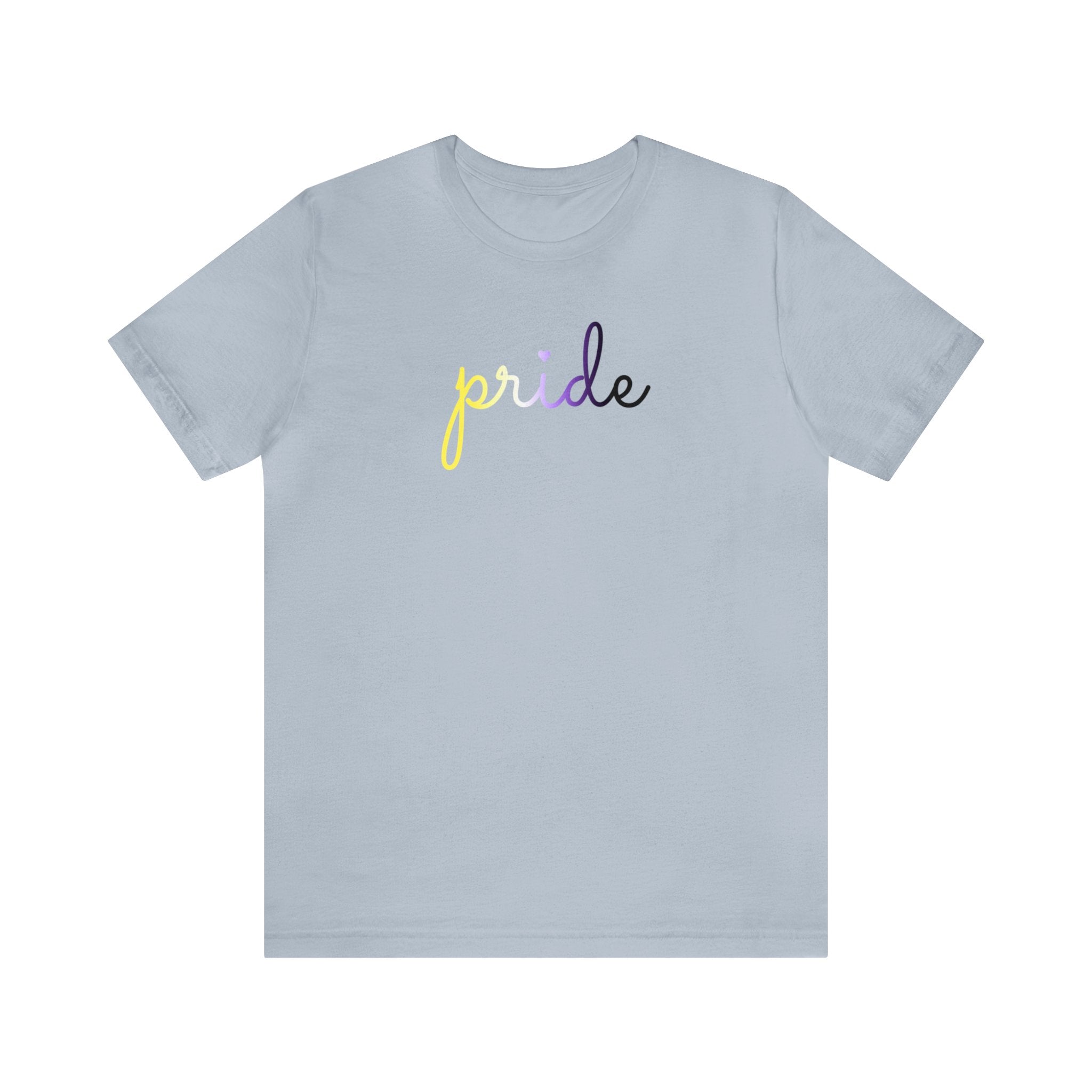 Nonbinary Pride T-Shirt: Flowing Cursive 'Pride' in Gradient Hues