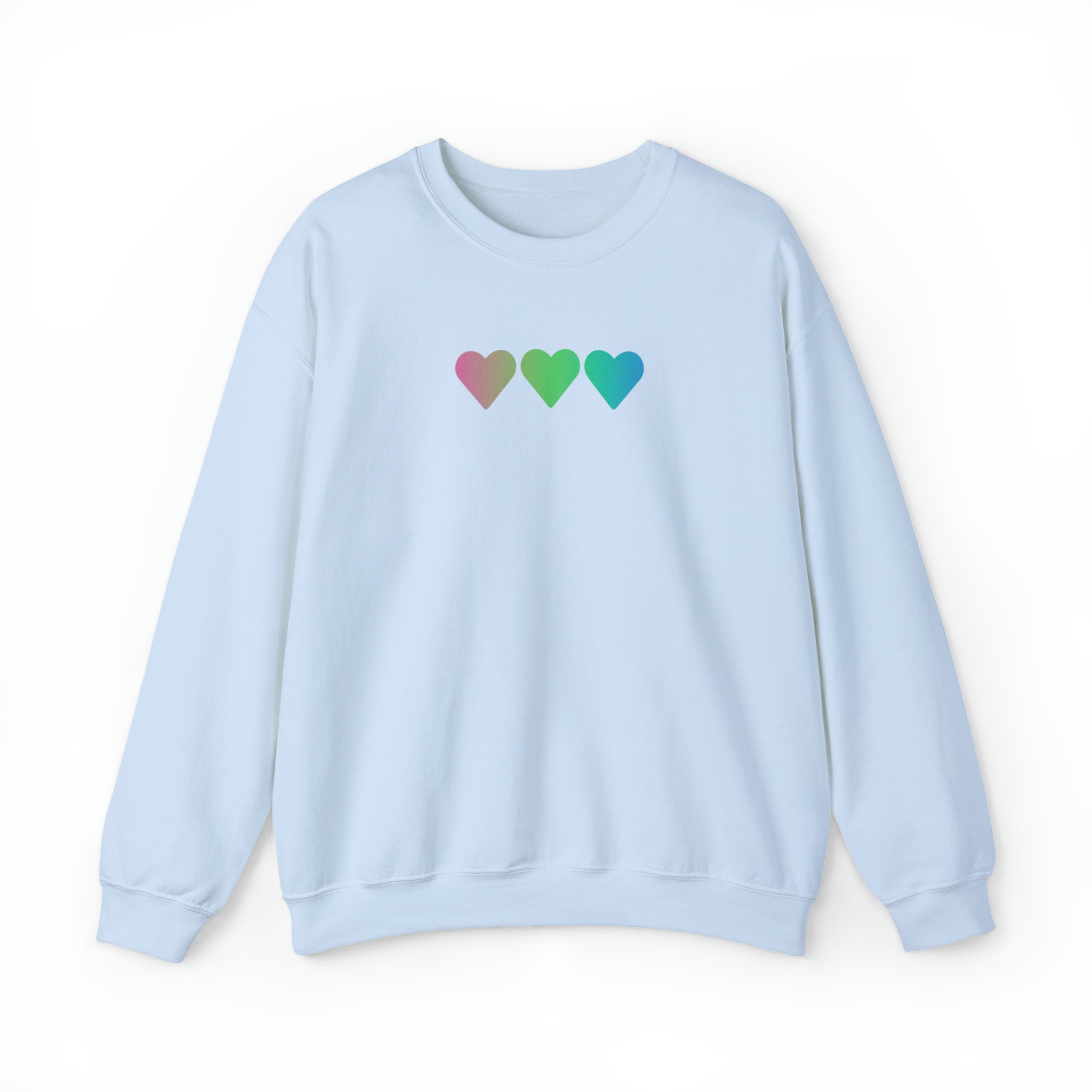 Polysexual Flag Hearts Sweatshirt: Pride LGBTQ+ Gradient Design