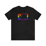 Washington Pride Flag Tee: Rainbow LGBTQ+ State Silhouette Distressed Shirt