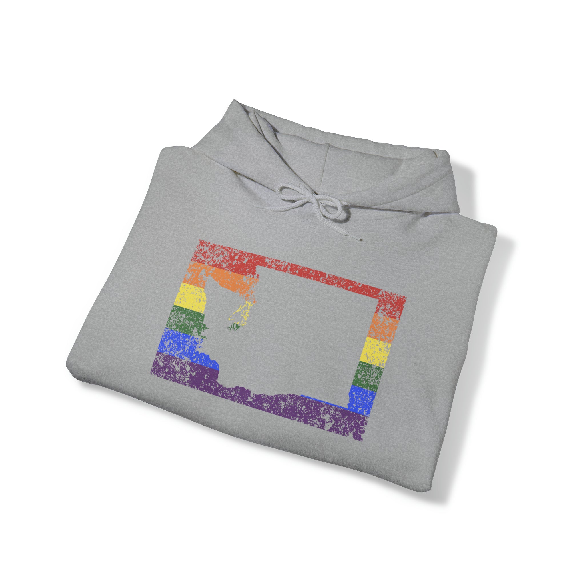 Washington Pride Flag Hoodie: Rainbow LGBTQ+ State Silhouette Distressed Hooded Sweatshirt