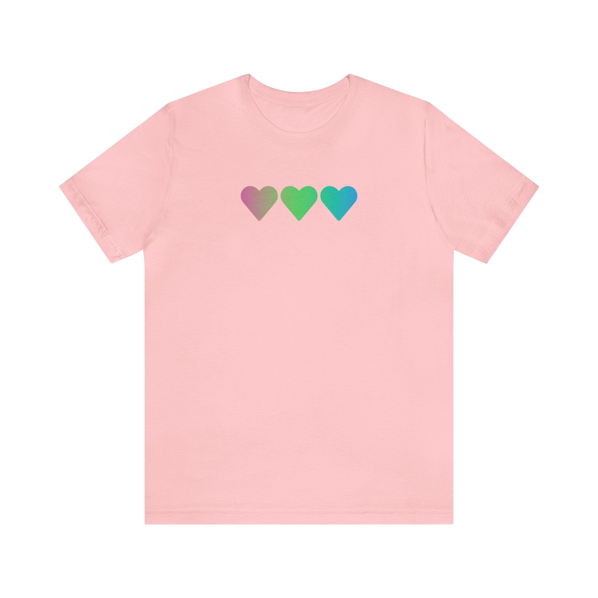 Polysexual Flag Hearts T-Shirt: Pride LGBTQ+ Gradient Design