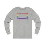 South Dakota Pride Flag Long Sleeve Tee: Rainbow LGBTQ+ State Silhouette Distressed Long Sleeve T-Shirt