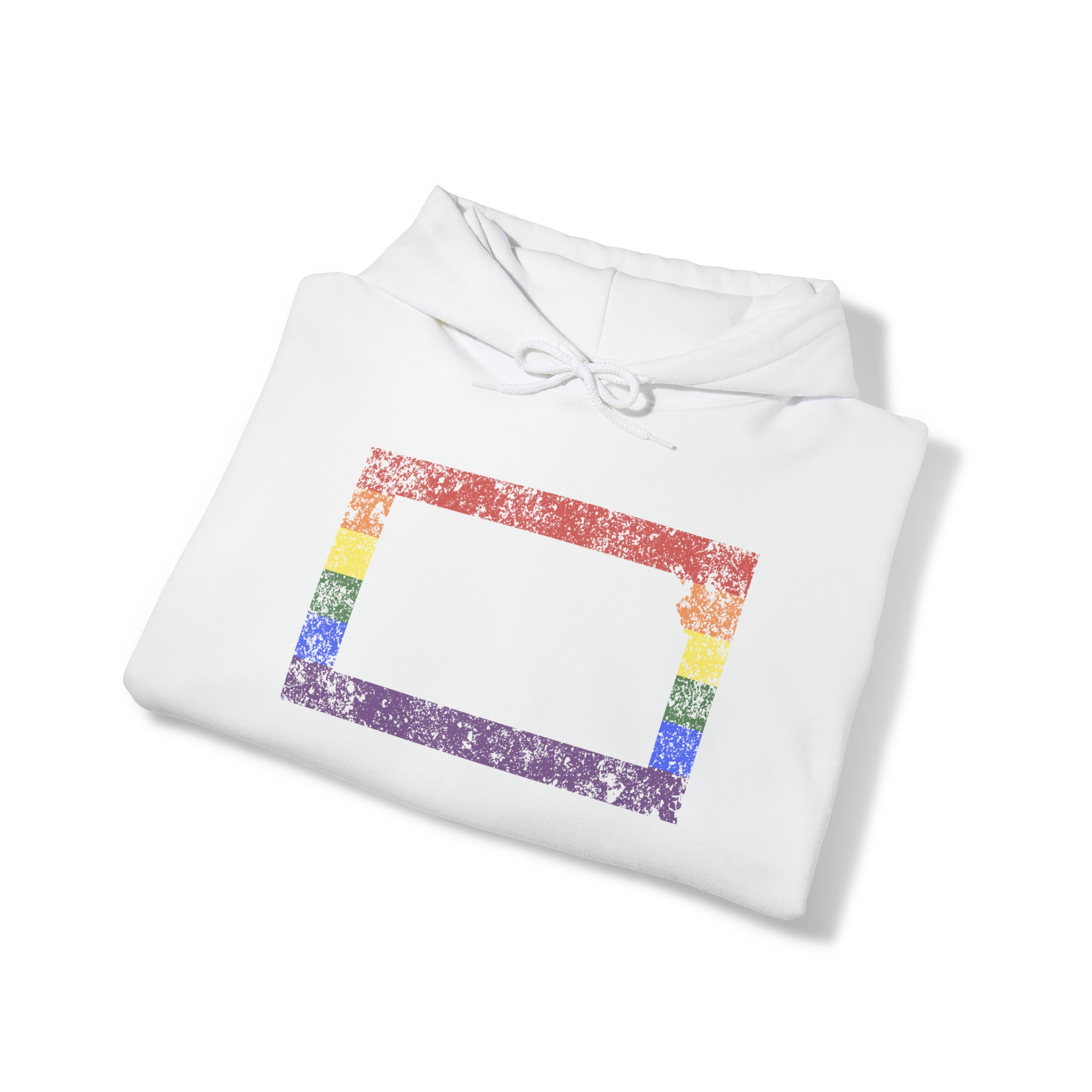 Kansas Pride Flag Hoodie: Rainbow LGBTQ+ State Silhouette Distressed Hooded Sweatshirt