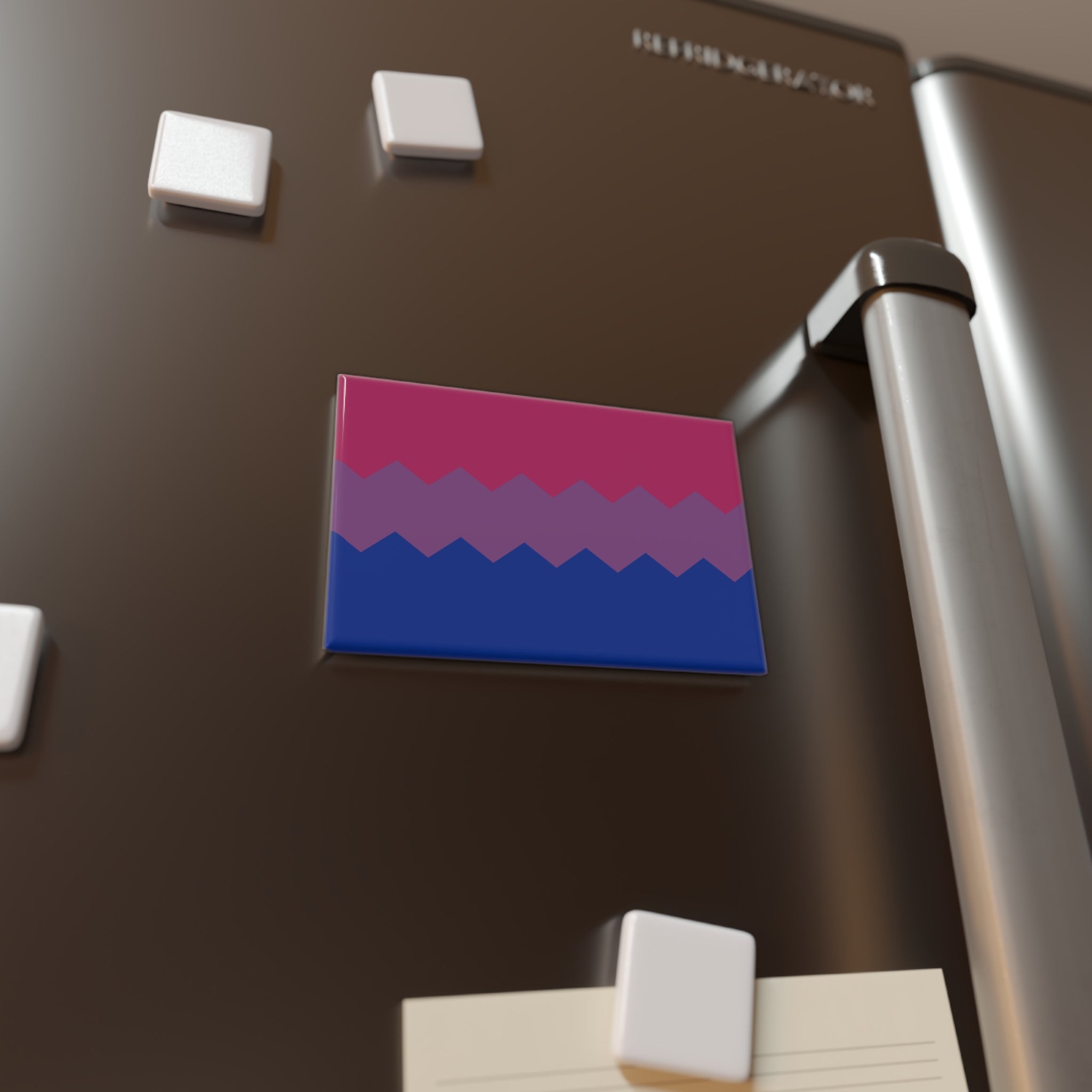 Bisexual Pride Flag Magnet: Wavey Rectangle Button for Fridge