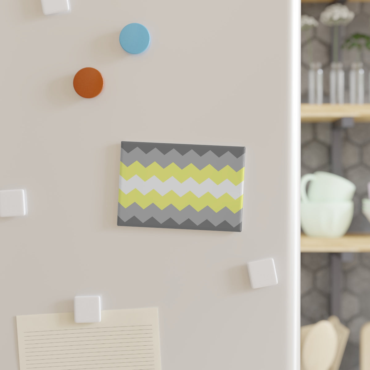 Demigender Pride Flag Magnet: Wavey Rectangle Button for Fridge