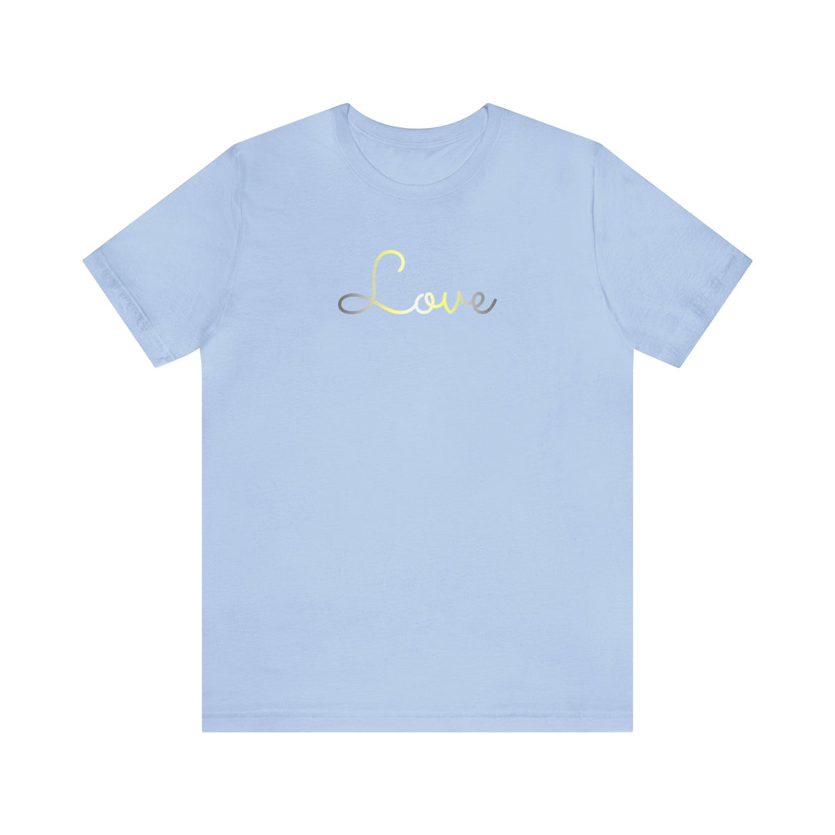 Demigender Love Script Tee: Subtly Elegant Pride T-Shirt