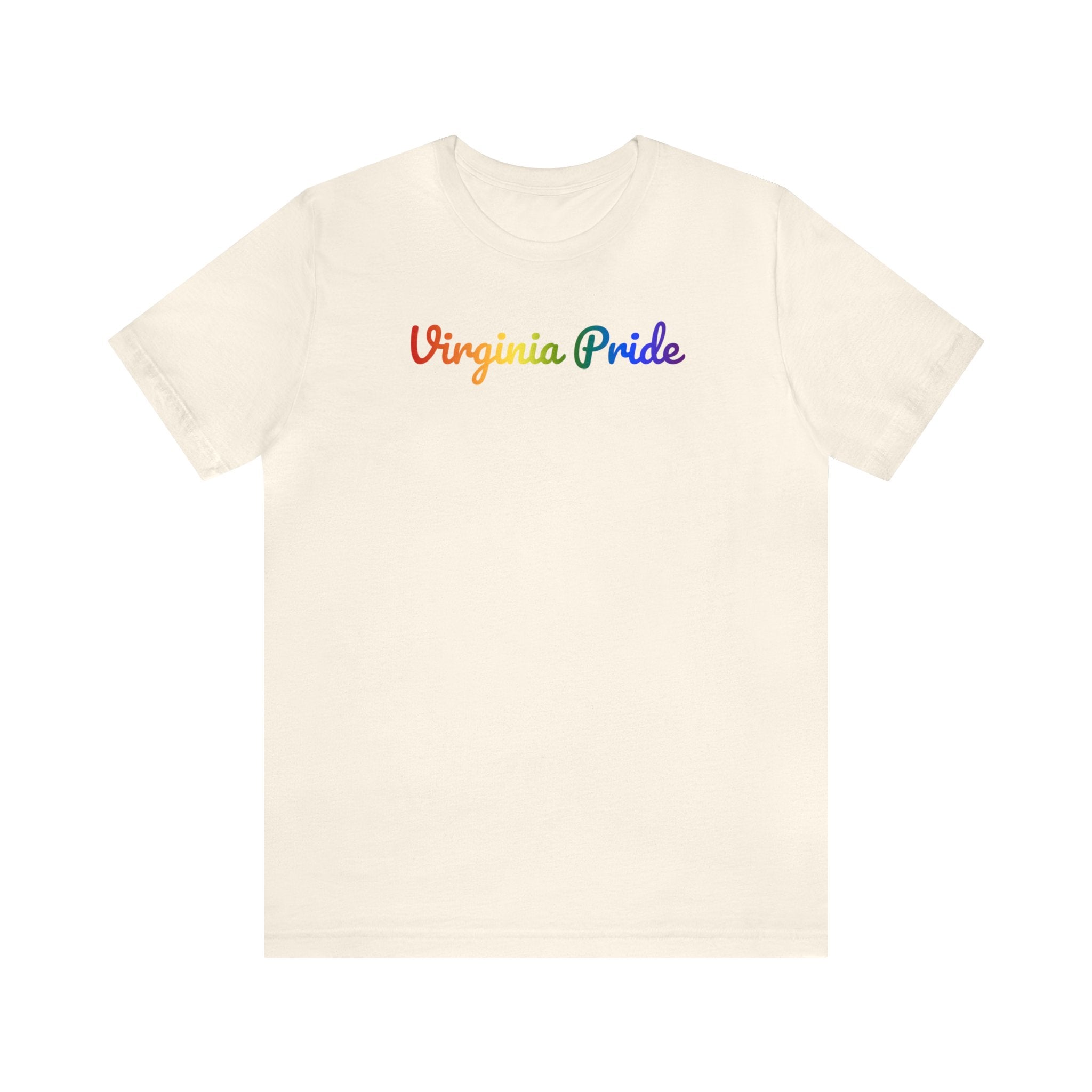 Virginia Pride T-Shirt: Flowing Cursive Design with LGBTQ+ Gradient