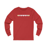 Pangender Flag Hearts Long Sleeve Tee: Pride LGBTQ+ Gradient Design