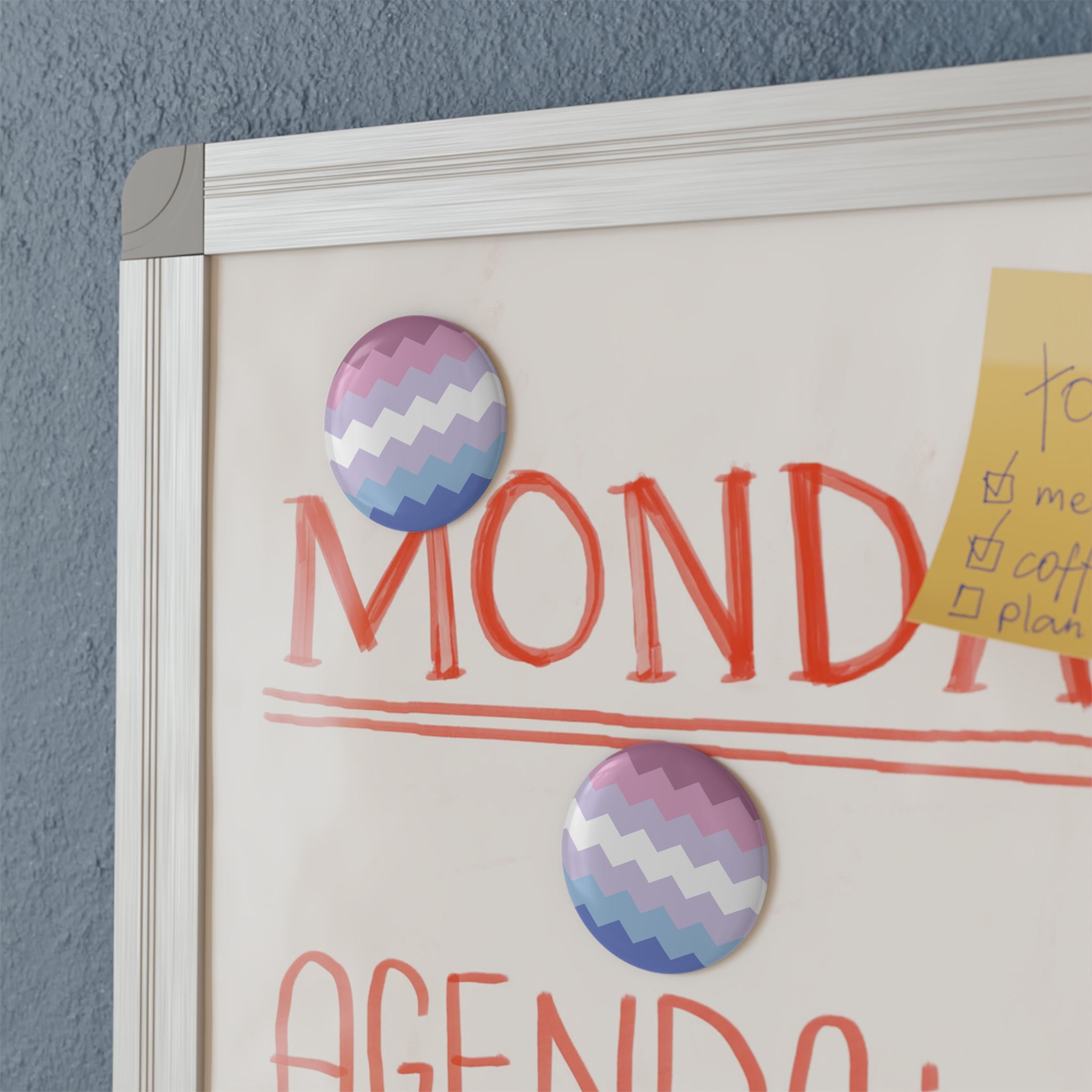 Bigender Pride Flag Magnet: Wavey Round Button for Fridge