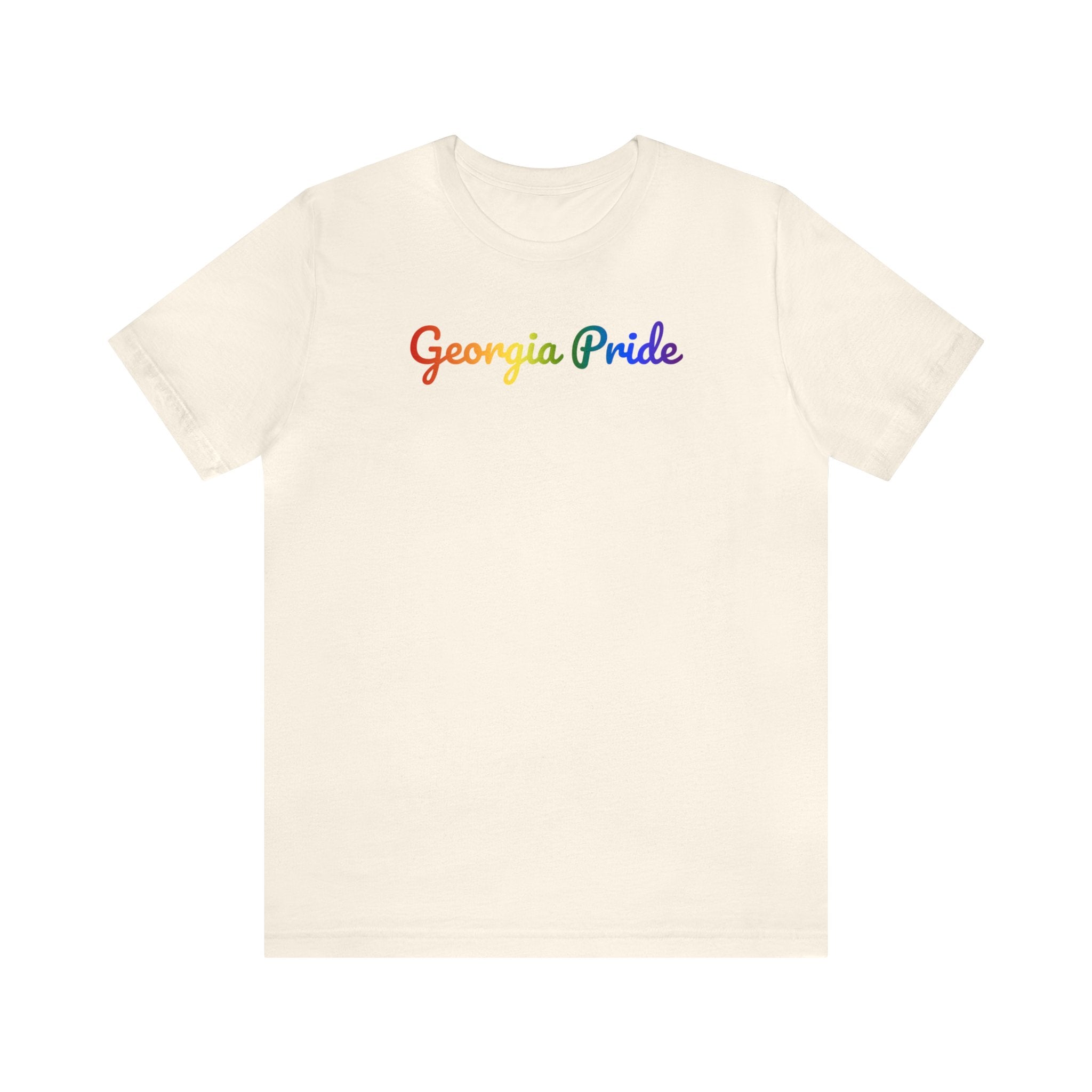 Georgia Pride T-Shirt: Flowing Cursive Design with LGBTQ+ Gradient