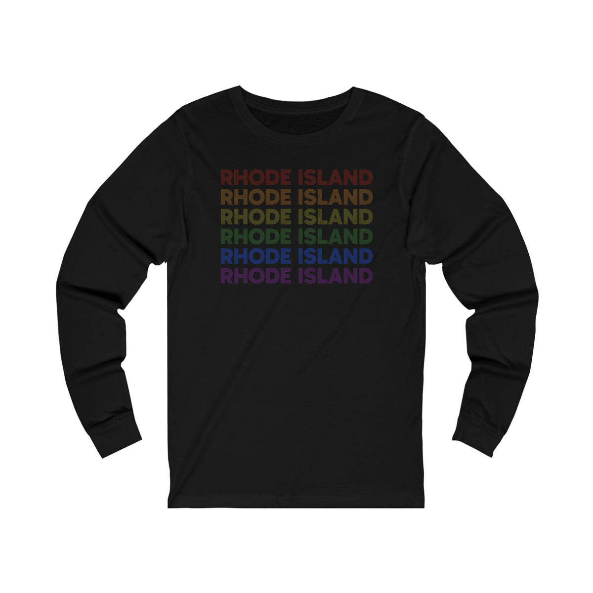 Rhode Island LGBTQ+ Pride Flag, Faded Black Long Sleeve Tee
