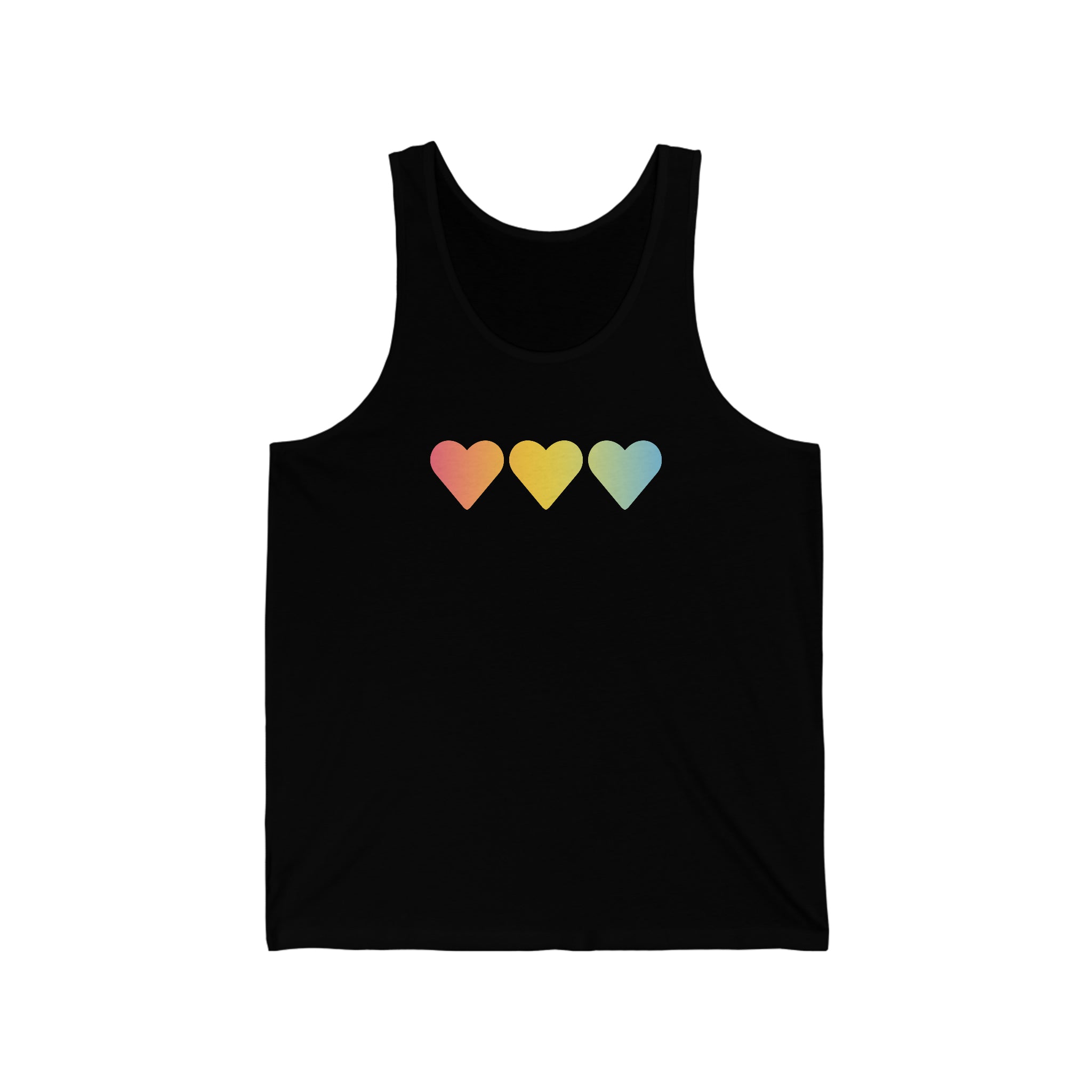 Pansexual Flag Hearts Tank-Top: Pride LGBTQ+ Gradient Design