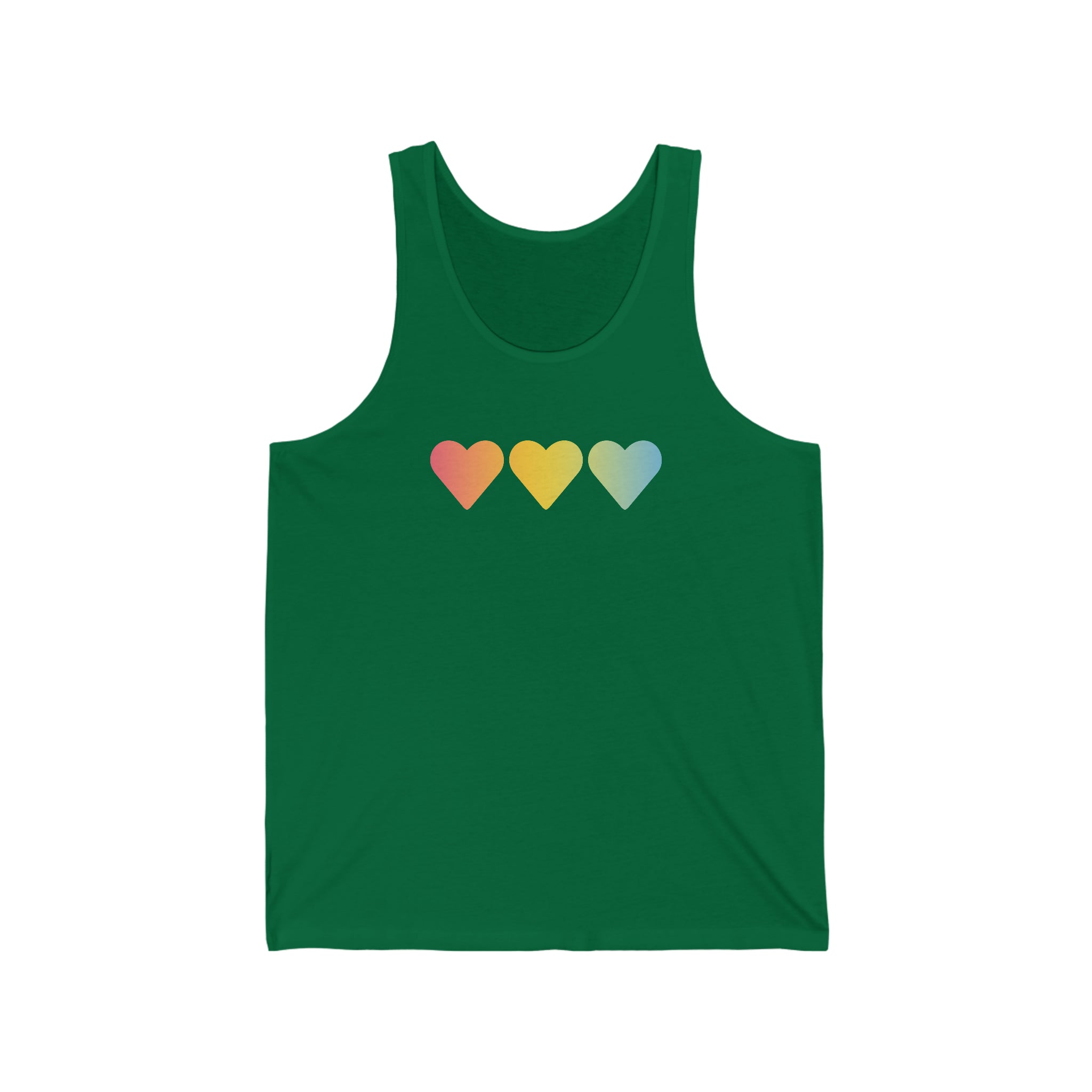 Pansexual Flag Hearts Tank-Top: Pride LGBTQ+ Gradient Design