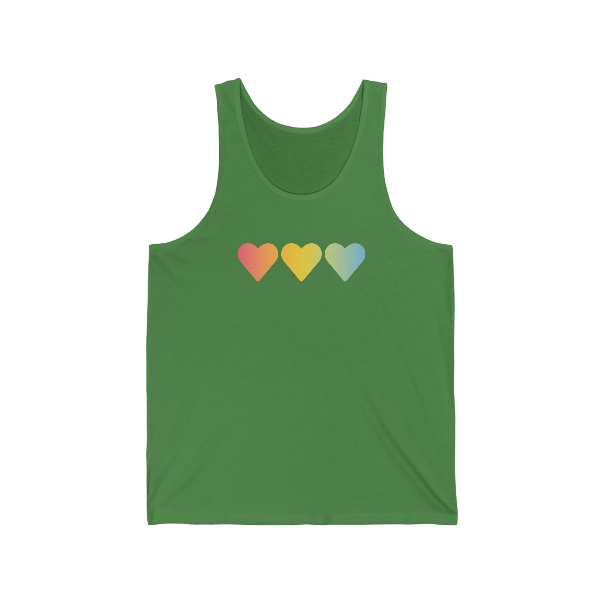 Pansexual Flag Hearts Tank-Top: Pride LGBTQ+ Gradient Design