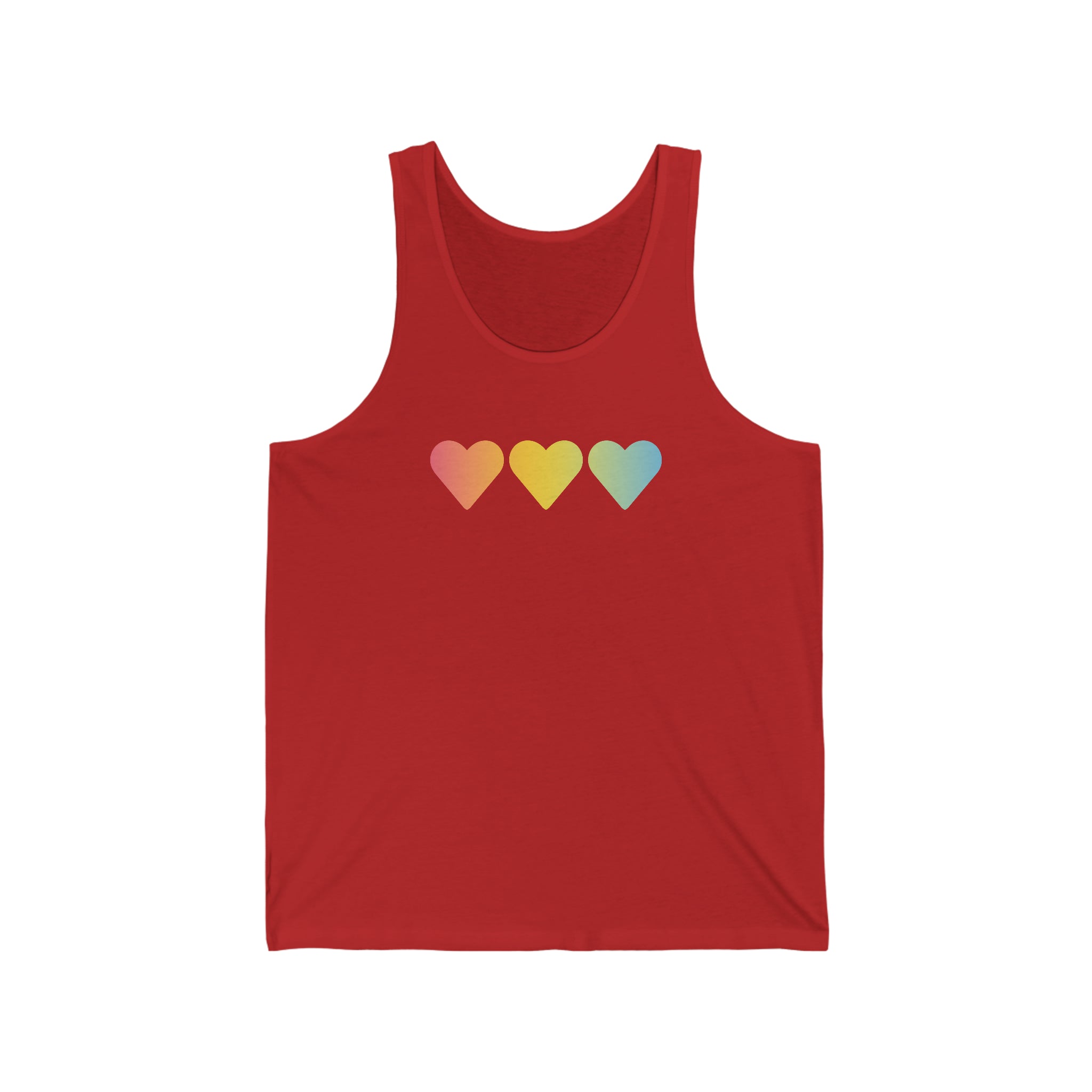 Pansexual Flag Hearts Tank-Top: Pride LGBTQ+ Gradient Design