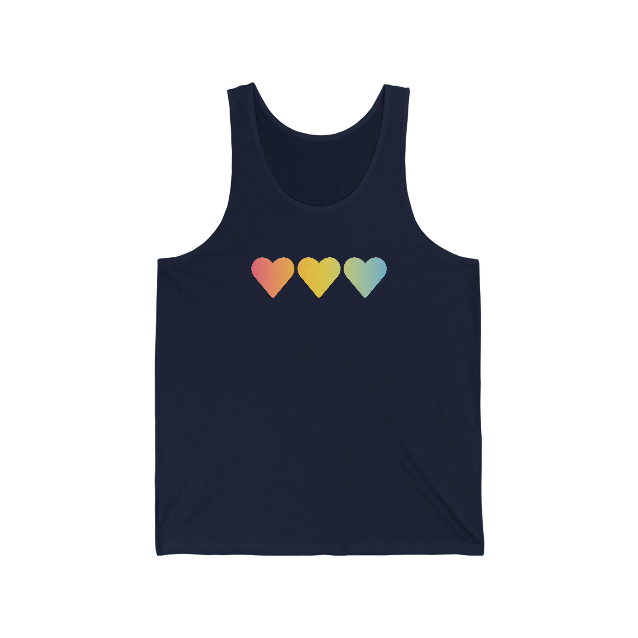 Pansexual Flag Hearts Tank-Top: Pride LGBTQ+ Gradient Design