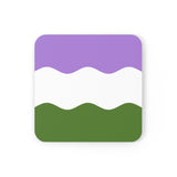 Genderqueer Flag Coaster Set: 4 Corkwood Ripple Drink Coasters