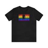 Rhode Island Pride Flag Tee: Rainbow LGBTQ+ State Silhouette Distressed Shirt
