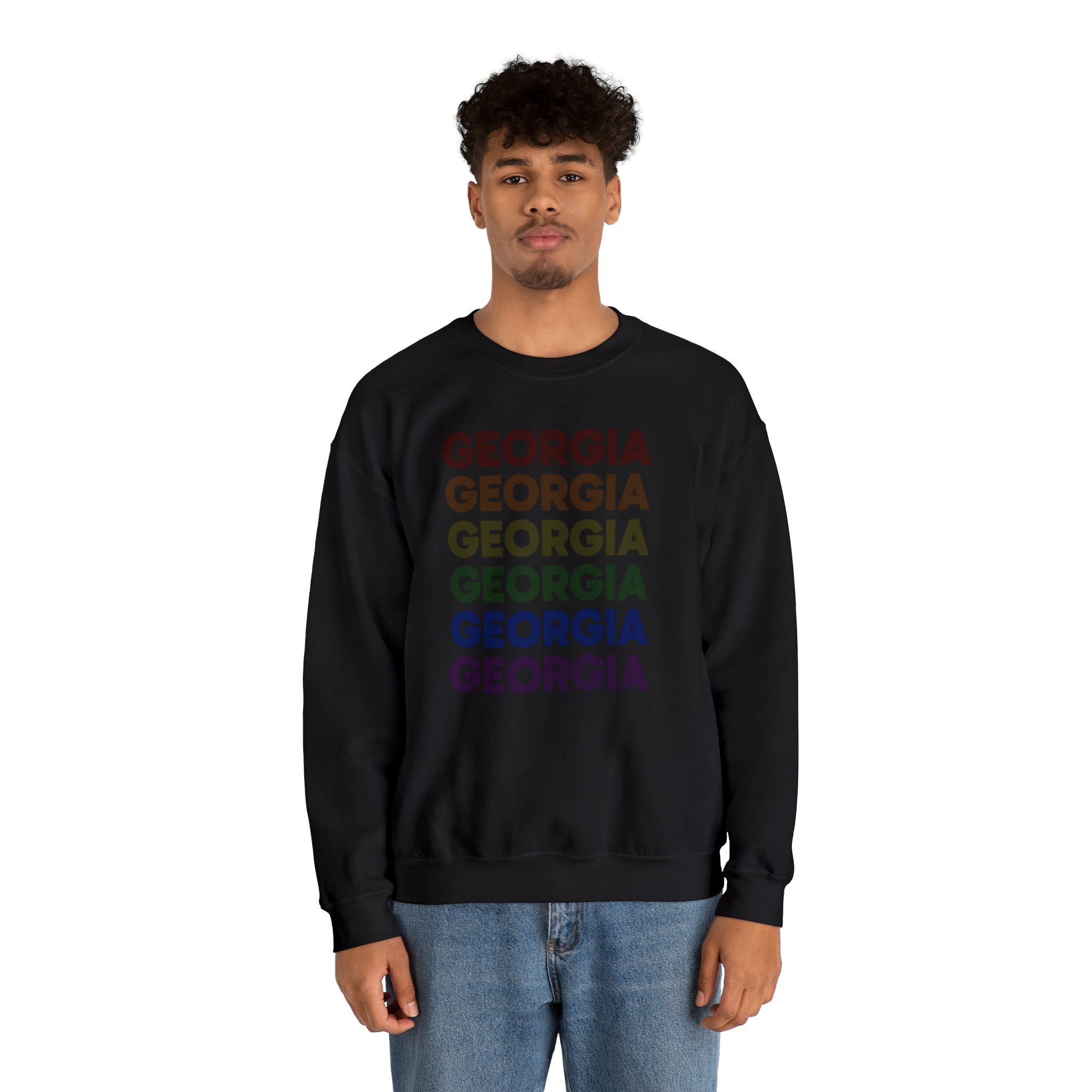 Georgia LGBTQ+ Pride Flag, Faded Black Sweater