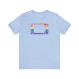 Iowa Pride Flag Tee: Rainbow LGBTQ+ State Silhouette Distressed Shirt