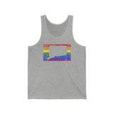 Connecticut Pride Flag Tank: Rainbow LGBTQ+ State Silhouette Distressed Tank-Top