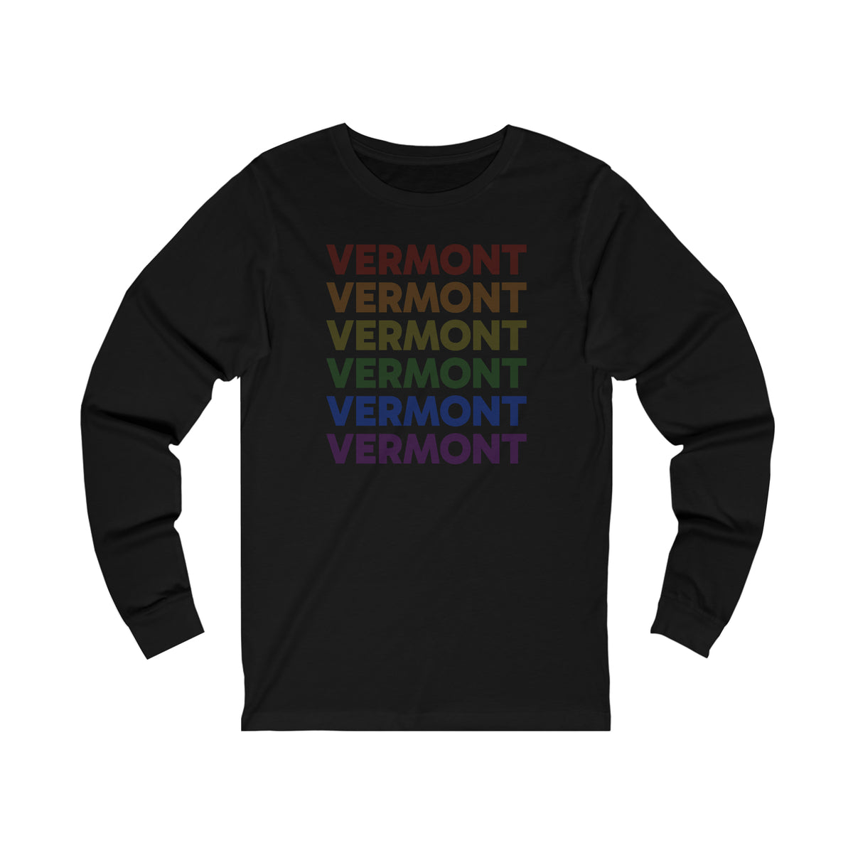 Vermont LGBTQ+ Pride Flag, Faded Black Long Sleeve Tee