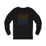 Vermont LGBTQ+ Pride Flag, Faded Black Long Sleeve Tee