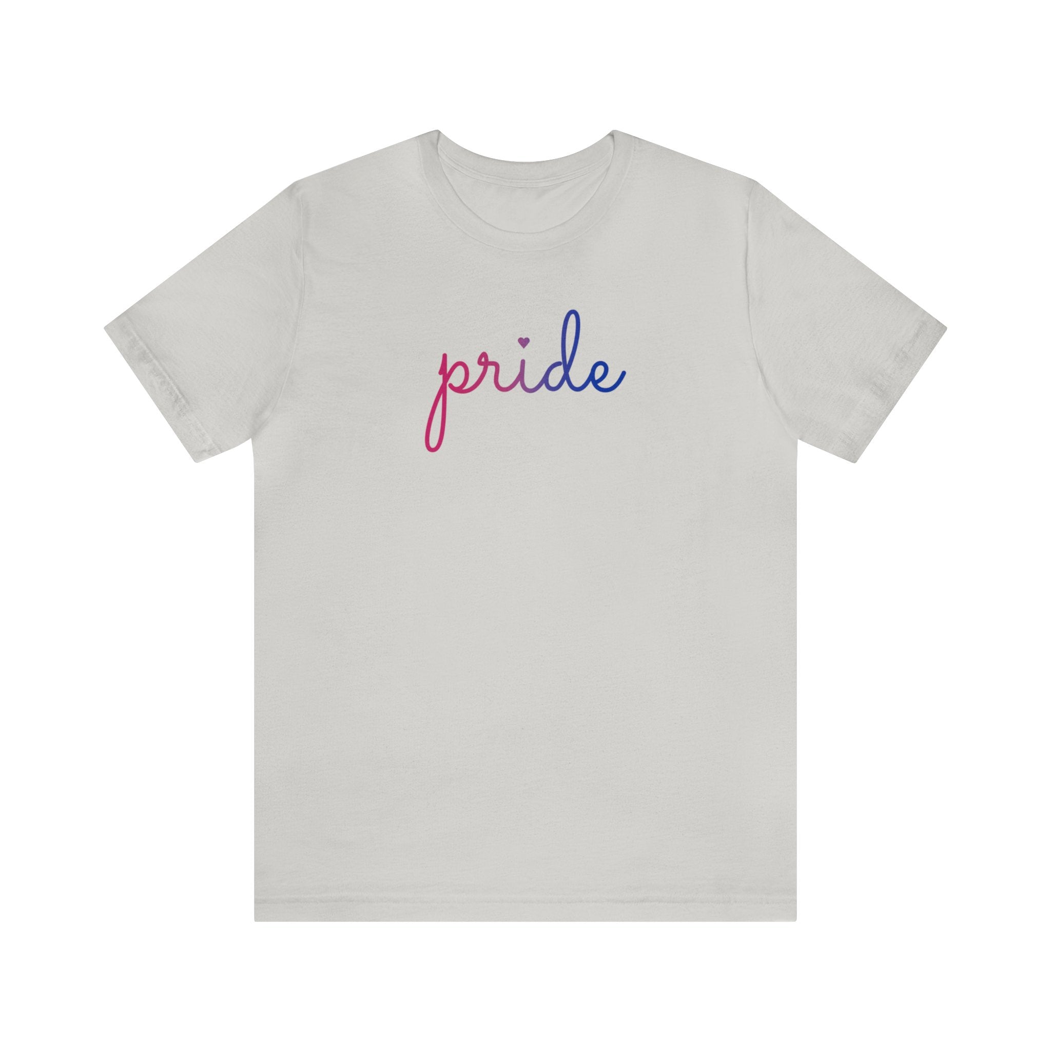 Bisexual Pride T-Shirt: Flowing Cursive 'Pride' in Gradient Hues