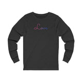 Bisexual Love Script Long Sleeve T-Shirt: Subtly Elegant Pride Tee