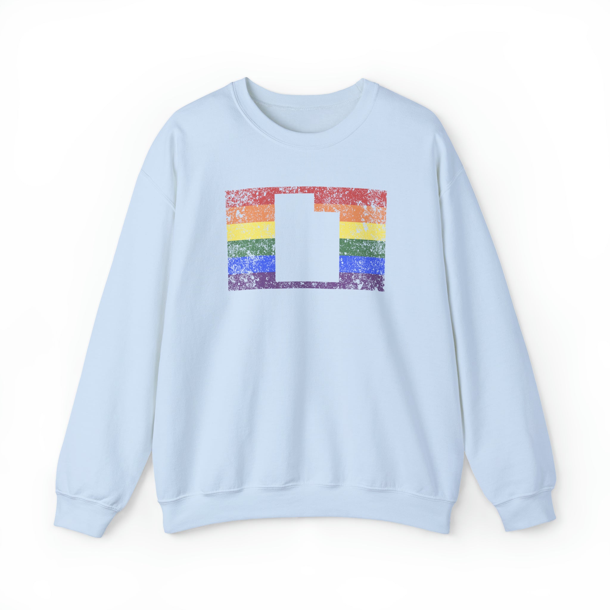Utah Pride Flag Sweater: Rainbow LGBTQ+ State Silhouette Distressed Sweatshirt