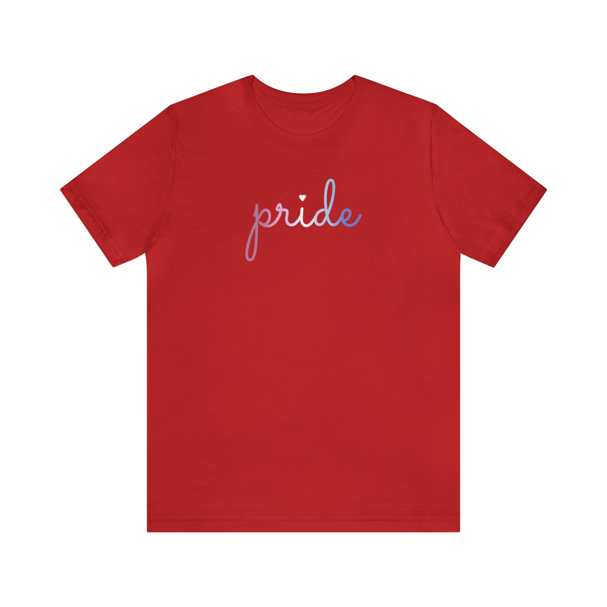 Bigender Pride T-Shirt: Flowing Cursive 'Pride' in Gradient Hues