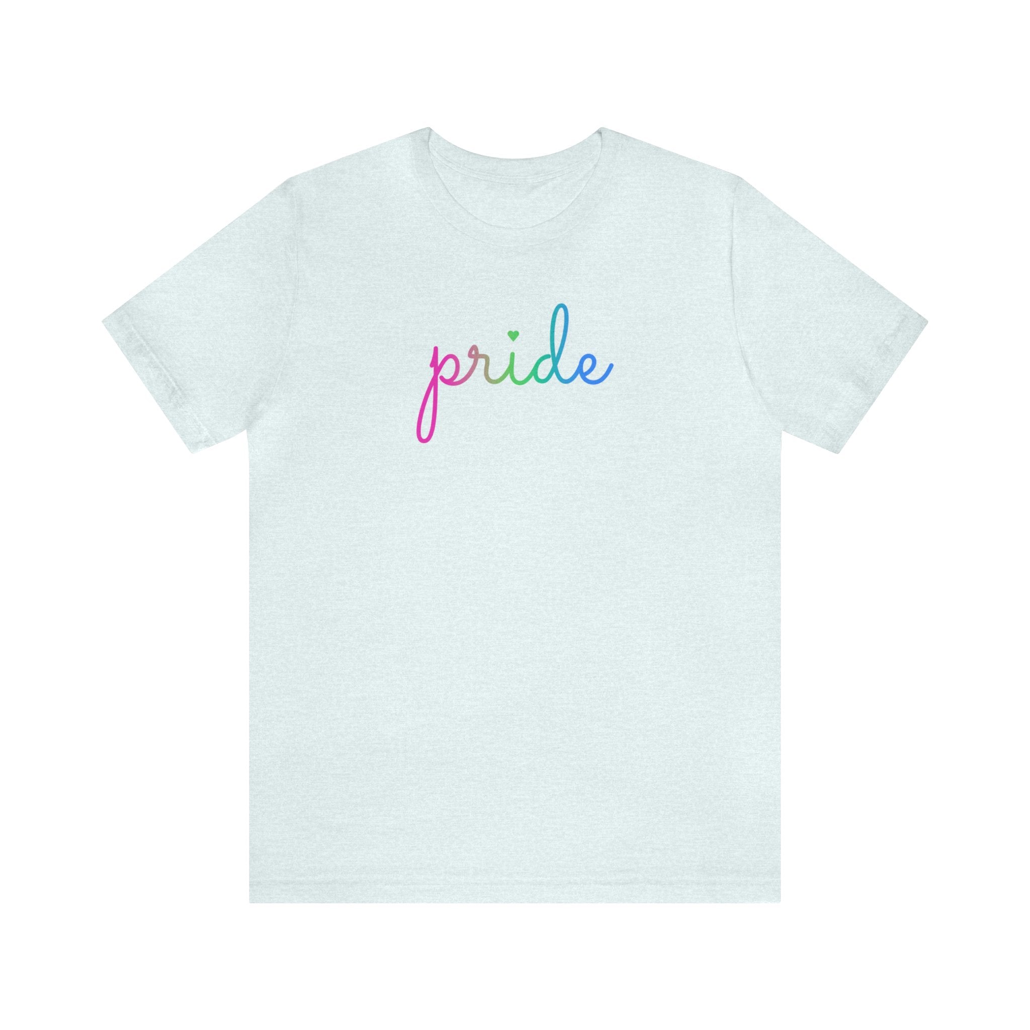 Polysexual Pride T-Shirt: Flowing Cursive 'Pride' in Gradient Hues