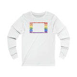 Wyoming Pride Flag Long Sleeve Tee: Rainbow LGBTQ+ State Silhouette Distressed Long Sleeve T-Shirt