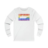 Tennessee Pride Flag Long Sleeve Tee: Rainbow LGBTQ+ State Silhouette Distressed Long Sleeve T-Shirt